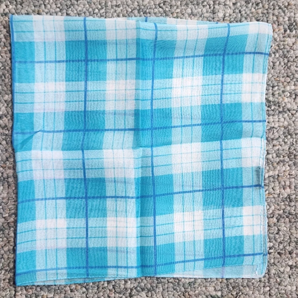 Anthropologie Blue Plaid Silk Neck Scarf 🩵